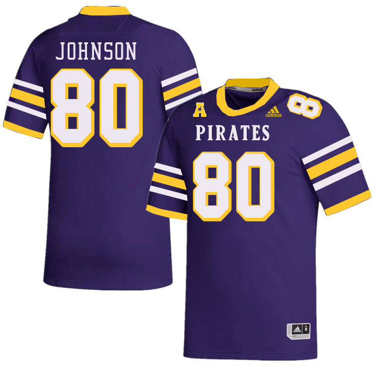 Men #80 Ty Johnson ECU Pirates College Football Jerseys Stitched-Throwback